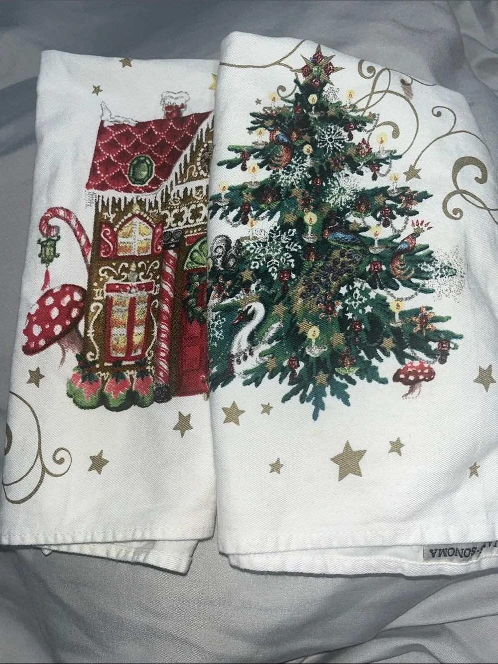 Williams Sonoma ‘Twas the night before Christmas - Set of 2 Napkins Good Cond🎅🎄
